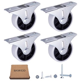 SKIR'CO (Pack of 4) 40mm Rubber Wheels Furniture Castors Fixed Castors Non Swivel Screws Included