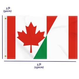 3×5 FT Canada Italy Flag, Large 100D Canadian Italian Friendship National Outdoor Banner,Doube Side Printing Decor For Patio Garden With Brass Gromment