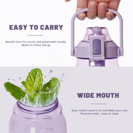 pluseight Water Bottles, 32 oz Motivational Water Bottles with Time Marker to Drink, Leak-Proof Tritan BPA-Free, Wide Mouth with Carrying Strap for Women Men Gym Fitness Outdoor (Purple)