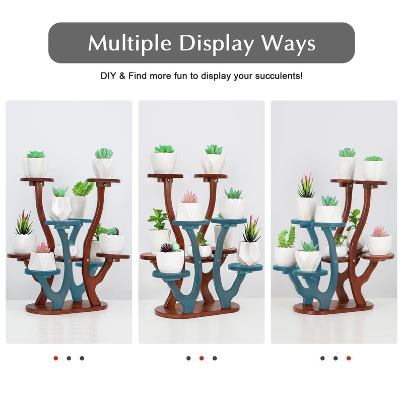 Jotsport 9 Pots Mini Succulent Stand Windowsill Small Plant Stand