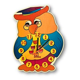 Dida - Wall Clock with Owl Design, Analogue Clock for Hanging for Children's Room, The Funny Owl is an Ideal Small Gift, Ideal for Nursery