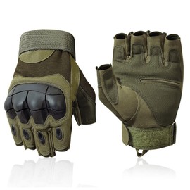 SUJAYU Tactical Gloves for Men, Fingerless Gloves Men for Airsoft Gun, Survival Gloves Combat Gloves Airsoft Gloves Driving Gloves Men Motorcycle Gloves for Men (Green, X-Large)