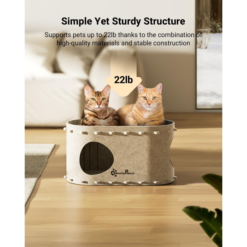 DownyPaws Cat House for Indoor Cats, Cat Bed Cave for