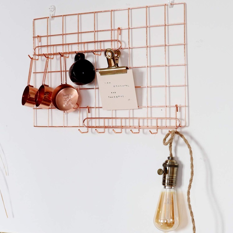 FRIADE Rose Gold Grid Hooks Rack for Wall Grid Panel,Hanging