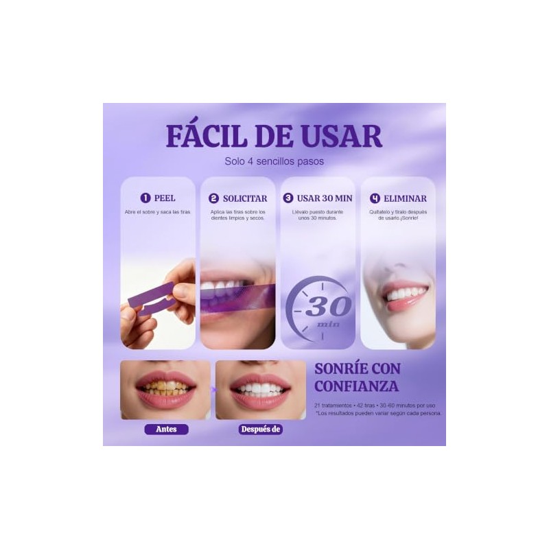 ZYJXLY 42 Piezas Tiras Blanqueadoras Dientes,Blanquear los Dientes