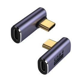 VIMVIP 90 Degree Right Angle USB C Adapter (2 Pack), 40Gbps USB-C Adapter, 100W Type C Male to Female Extender [2-Pack] Compatible with Thunderb0lt 4/3, USB4 Cable, HUB, Phone (USB C Adapter 03)