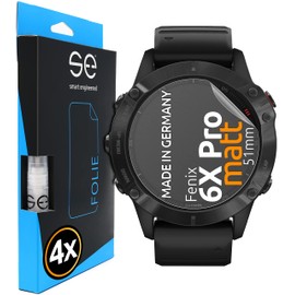 smart engineered [4 Stück Entspiegelte 3D Schutzfolien kompatibel mit Garmin Fenix 6X Pro, matte Displayschutz-Folie, Schutz vor Schmutz und Kratzern, kein Schutzglas