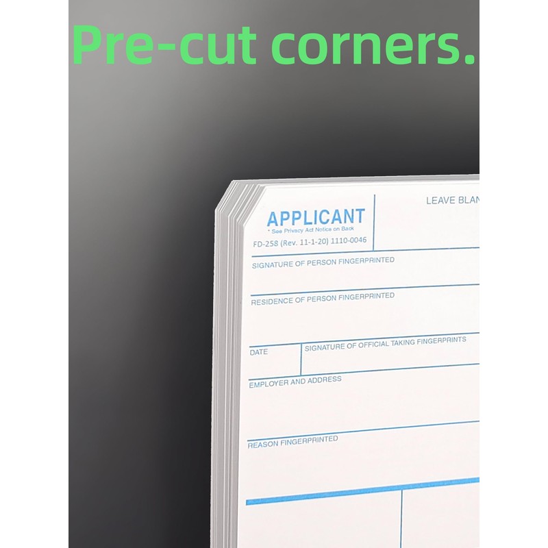 prismite Fingerprint Cards, Applicant FD-258 (250 Pack)