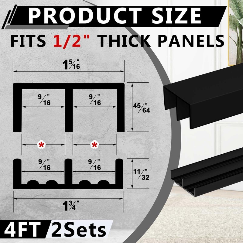 Landical 2 Sets 4 ft Long Plastic Sliding Cabinet Door