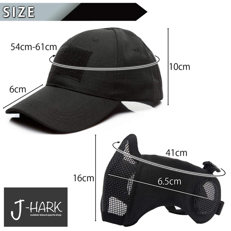 J-HARK Airsoft Mask Face Guard Tactical Cap Set with Ear