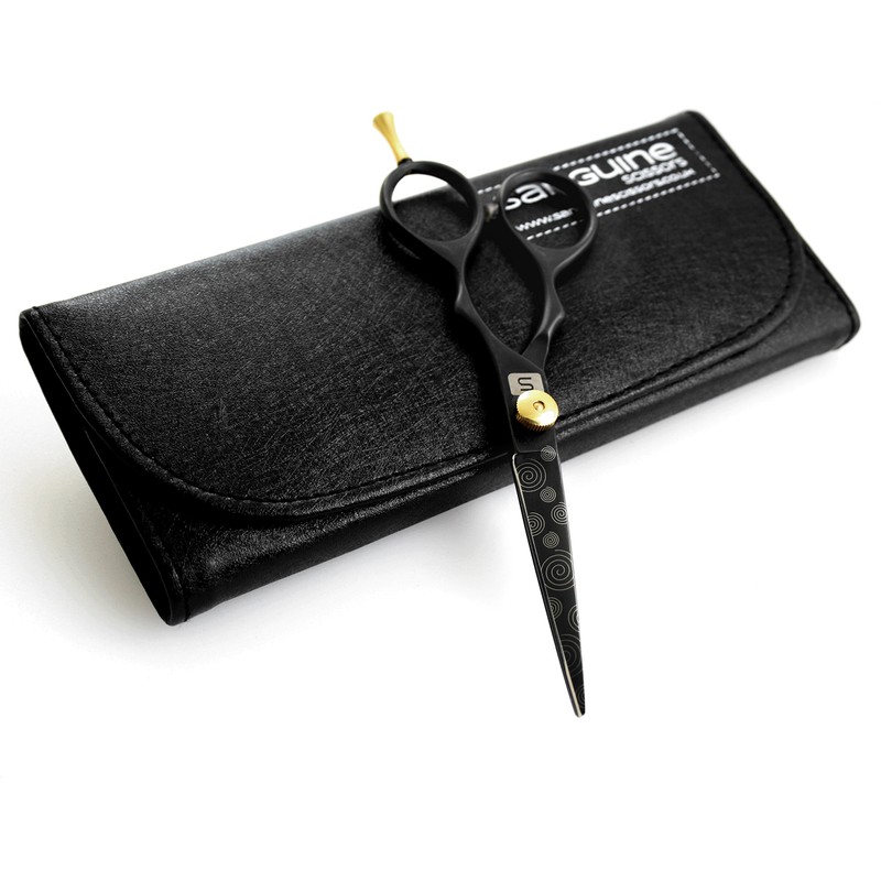 Professional Hairdressing Scissor – eye-catcher Details – Black – 14 cm, with Case