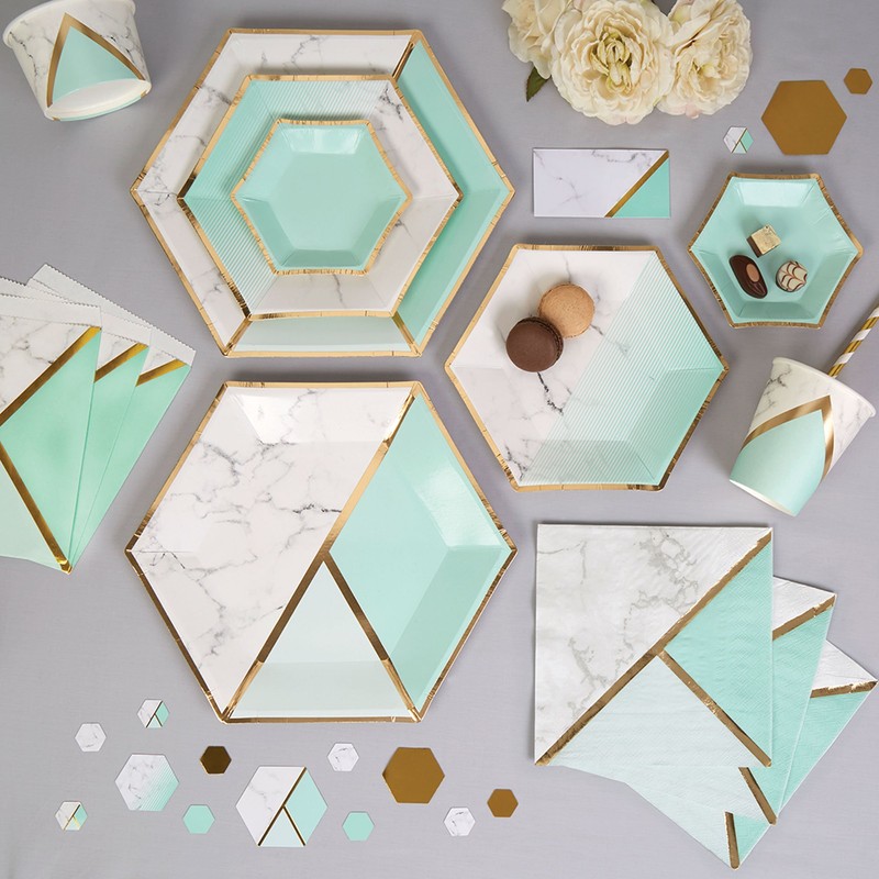 Neviti 772607 Colour Block Marble Table Scatters, Mint