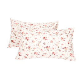 Floral Pillow Cases Queen 2 Pack, 100% Cotton Pillow Covers with Envelope Closure, 20x30 inches