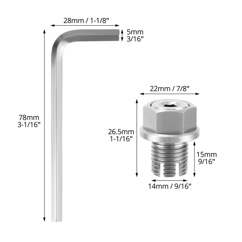 QWORK Stainless Steel M14.1-1.5 x 15mm Oversize Oil Drain Plug,