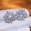 Tesuivra Lightweight Double Sunflower Cubic Zirconia Stud Earrings for Women,