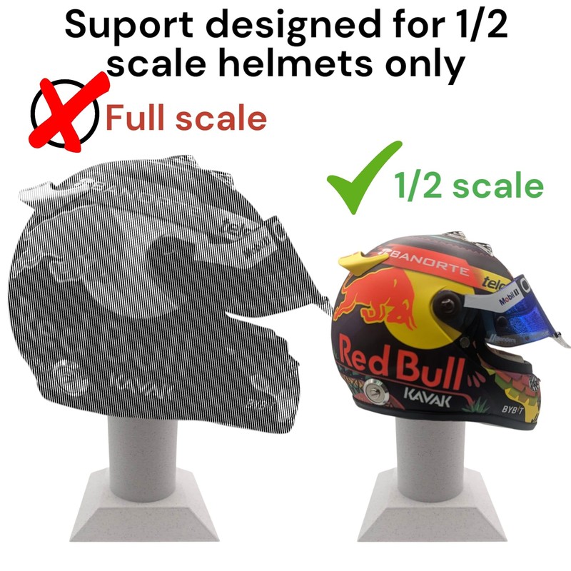 Formula 1 Helmet Display Stand, Free Standing, 1/2 Scale (Marble)