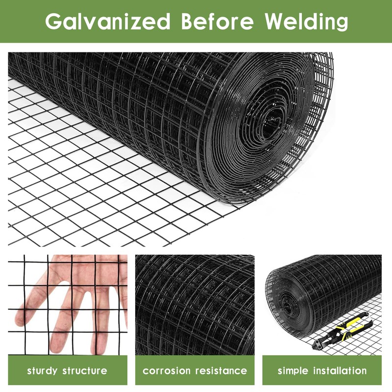 Tongmo 48" x 50' Black Hardware Cloth, 1inch Mesh Chicken