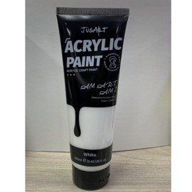 JustArt Acrylic Paint Titanium White Tube 250ml (8.45 oz), Non Toxic Craft Paint, No Fading Rich Pigment for Canvas Painting, Wood, Fabric, Clay, Stone, Ceramics Art Supplies for Artists, Adults, Kids