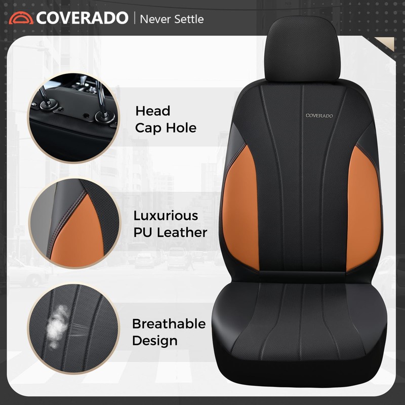 Coverado Car Seat Covers, Luxury Front Seat Covers, Leather Car