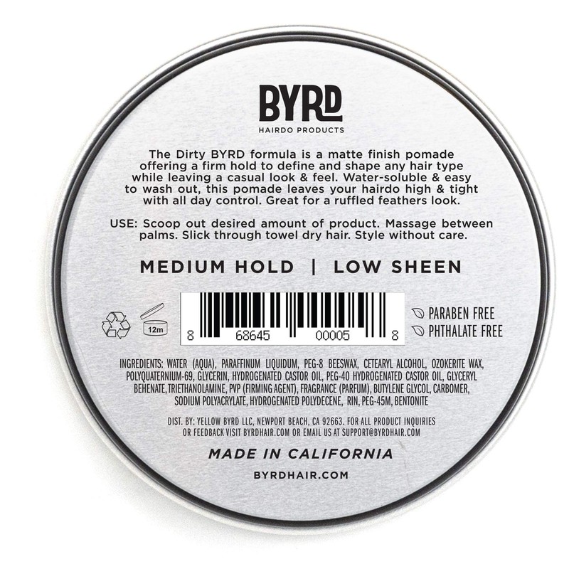 BYRD Hair Matte Pomade - Medium Hold, No Sheen, For