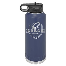 Mato & Hash 32oz Football Coach Laser Engraved Water Bottle Navy LASLWB211 Coach S5