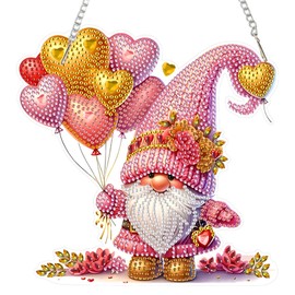 SENQAO Gnome Hanging Diamond Art Painting Kits for Adults Beginners, 5D Special Shape Diamond Art Kits, Valentine's Day Gifts Crystal Rhinestones Diamond Gem Art Painting for Home Garden Wall Decor