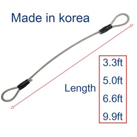 SSACK 4mm(5/32inch) 3.3ft 5ft 6.6ft 9.9ft Braided Stainless Steel Coated Security Cable Luggage Lock Safety Cable Wire Double Loop Lightweight (9.9ft)