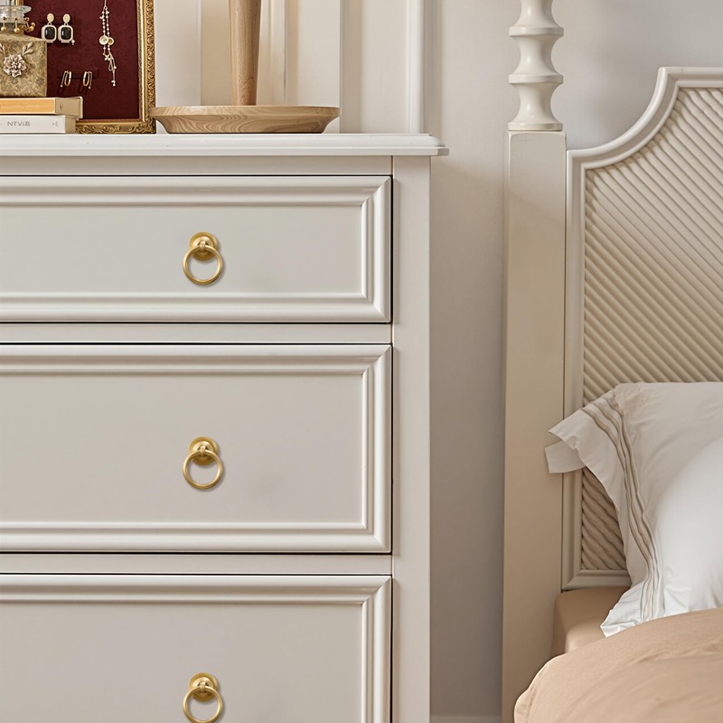 RZDEAL 8 Pack Solid Brass Cabinet Pulls Ring Drawer Pulls,