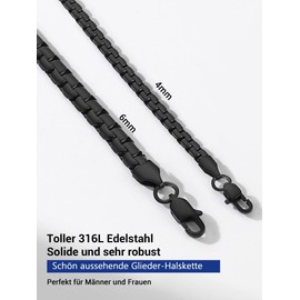 Prosteel Men's Venetian Chain with Lobster Clasp 4 mm / 6 mm Wide Chain with Lobster Clasp for Men and Boys, Length 46–76 cm Selectable, Stainless Steel