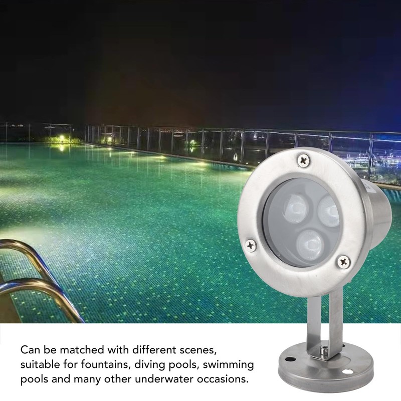 Submersible Spotlight, DC 12V LED Stainless Steel Pond Light for