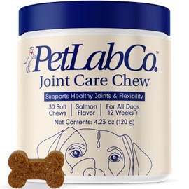 PetLab Co. Joint Care Chews - High Levels of Glucosamine for Dogs, Green Lipped Mussels, and Omega 3 - Dog Hip and Joint Supplement to Actively Support Mobility - Salmon