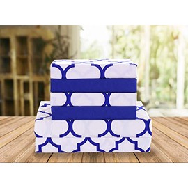 Elegant Comfort Luxury Soft Bed Sheets Quatrefoil Pattern - 1500 Premium Hotel Quality Microfiber Softness Wrinkle and Fade Resistant (6-Piece) Bedding Set, Full, Duke Blue