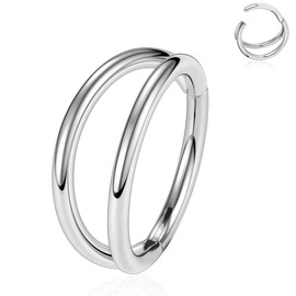 HENYQANN Conch Piercing Silver Septum Piercing Ring 8mm Nose Ring Cartilage Earring Lip Piercing Double Line Daith Helix Eyebrow Belly Tragus Piercing 18G