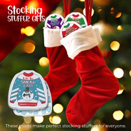 4E's Novelty Humorous "Christmas Poop" Candy Breath Mint Tins, 4 Pack Ugly Sweater Tins Funny Christmas Candy Stocking Stuffer for Kids Teens Adults Boys Girls Unique Funny Gag Gift White Elephant Gift Exchange for Men Women