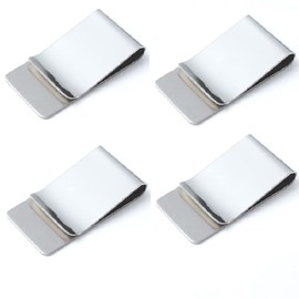 Aliotech 4 Pack of Men's Slim Money Clip Stainless Steel Cash Wallet Credit Card Cash Holder Slim Wallet Minimalist Wallet Stainless Steel Money Clip(Silver)