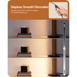 EDISHINE LED Table Lamp, Dimmable Bedside Lamp, 3 Colors Temperature, Touch Lamp for Living Room Bedroom Office, Natural Wood Frame, Round