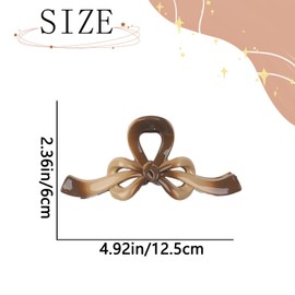 Gradient Brown Hair Claw Clips for Women Big Bow Hair Claw Clip Elegant Bow Hair Clips Spring Cute Hair Clip Strong Hold Hair Barrettes Bow Ribbon Shaped Hair Accessories for Valentine’s Day Gift
