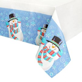 Snowman Christmas Party Decoration Tablecloth for Home Cafe Interior Christmas Party Tablecloth (Snowman)