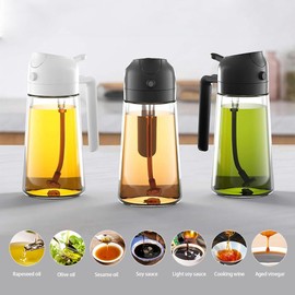 LSODOIEI 16oz Oil Dispenser Bottle for Kitchen, 2 in 1 Olive Oil Dispenser and Oil Sprayer, 470ml Olive Oil Spray Bottle,Cooking Oil Spray Glass for Used for Air Fryer, Baking, Grilling