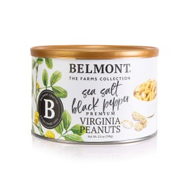 Belmont Peanuts Gourmet Sea Salt and Black Pepper Flavored Virginia Peanuts, 25 oz (1 Pack) – Only 4 Simple Ingredients, No Preservatives, 7g Protein – Salty, Peppery, Crunchy, Hand Seasoned Snack