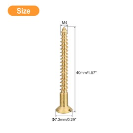sourcing map Brass Wood Screws, 30Pcs M4 x 40mm Slotted Drive Flat Head Self Tapping Screw Countersunk for Woodworking Furniture