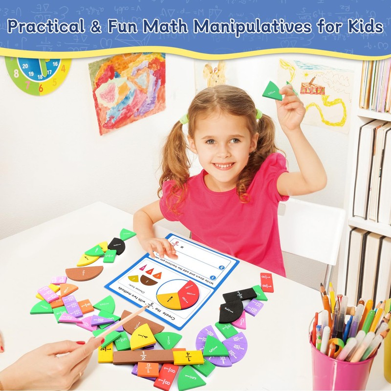 Magnetic Fraction Tiles & Fraction Circles Set-Fraction Manipulatives, Math Manipulatives