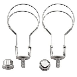 MARRTEUM Lamp Shade Light Bulb Clip Adapter with Solid Lamp Finial for Table and Floor Lamps [2set Silver]