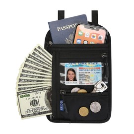 Passport Case, Neck Lowering, RFID Skimming Prevention, Security Pouch, Passport Cover, Lightweight, Multifunctional, Large Capacity, Convenient Goods for Overseas Travel, Adjustable Strap, Passport