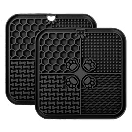 Licky Mats for Dogs and Cats, Slow Feeding Lick Mats with Suction Cup, Boredom and Anxiety Reducer for Pets (2Pack Black, 20x20 CM)