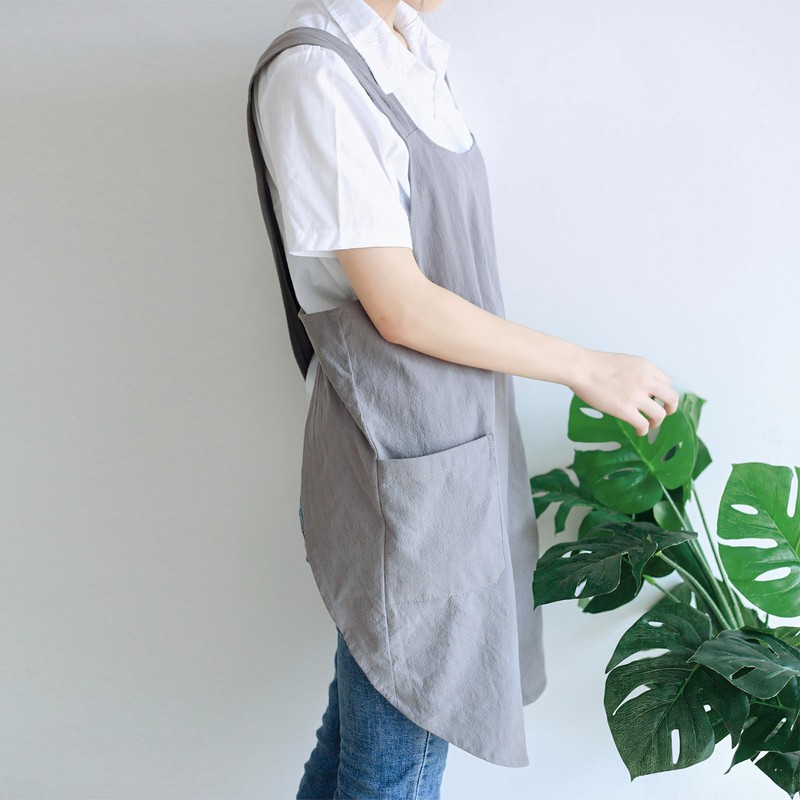 TOPTIE Cotton and linen Apron for Women, Cross Back Kitchen