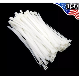 Bowers Tool Co. Zip Cable Ties 8" 120lbs 100pc Natural White Made in USA Nylon Wire Tie Wraps
