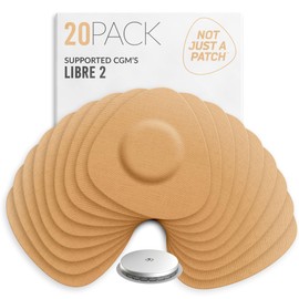 Not Just A Patch Freestyle Libre 2 Sensor Covers (20 Pack) Lingo CGM Patches for Freestyle Libre 2 - Water Resistant & Durable for 10-14 Days - Pre-Cut in Beige