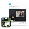 HP 64XL Tri-Color Inks + HP Premium Plus Photo Paper, Satin, 25 Sheets, 8.5x11