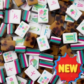 Christmas Gift: Festive Red American Mahjong , Custom 4-Layer Acrylic Engraved Tiles with 160 Cards, Luxury Game for AdultsColor: 39-tortoise pattern